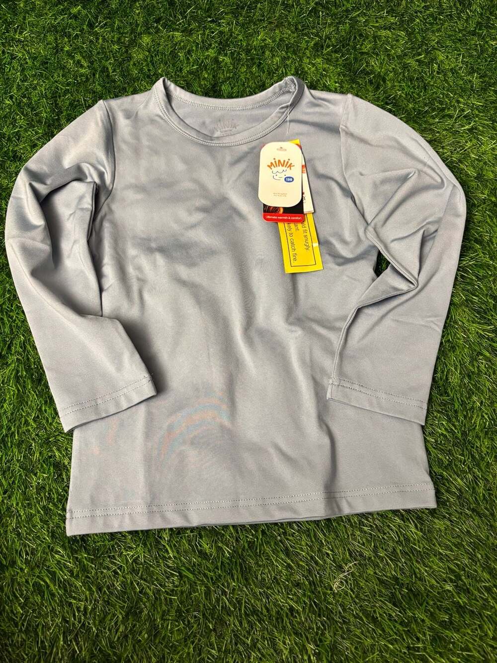 Minik Kids Long Sleeve Crew Neck Thermal Top Gray Size 130 (6-7Y)